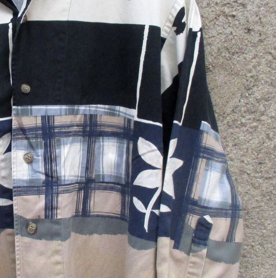 80 s Kenzo et chemise, bleu marine, crème et Kenzo beige fleuri, pur coton géométrique, de taille moyenne M, Kenzo Homme Made in France 47add8 80 s Kenzo et chemise, bleu marine, crème et Kenzo beige fleuri, pur coton géométrique, de taille moyenne M, Kenzo Homme Made in France 47add8