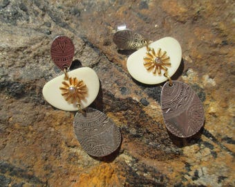 80s Franck Herval drop earrings, gorgeous patina.