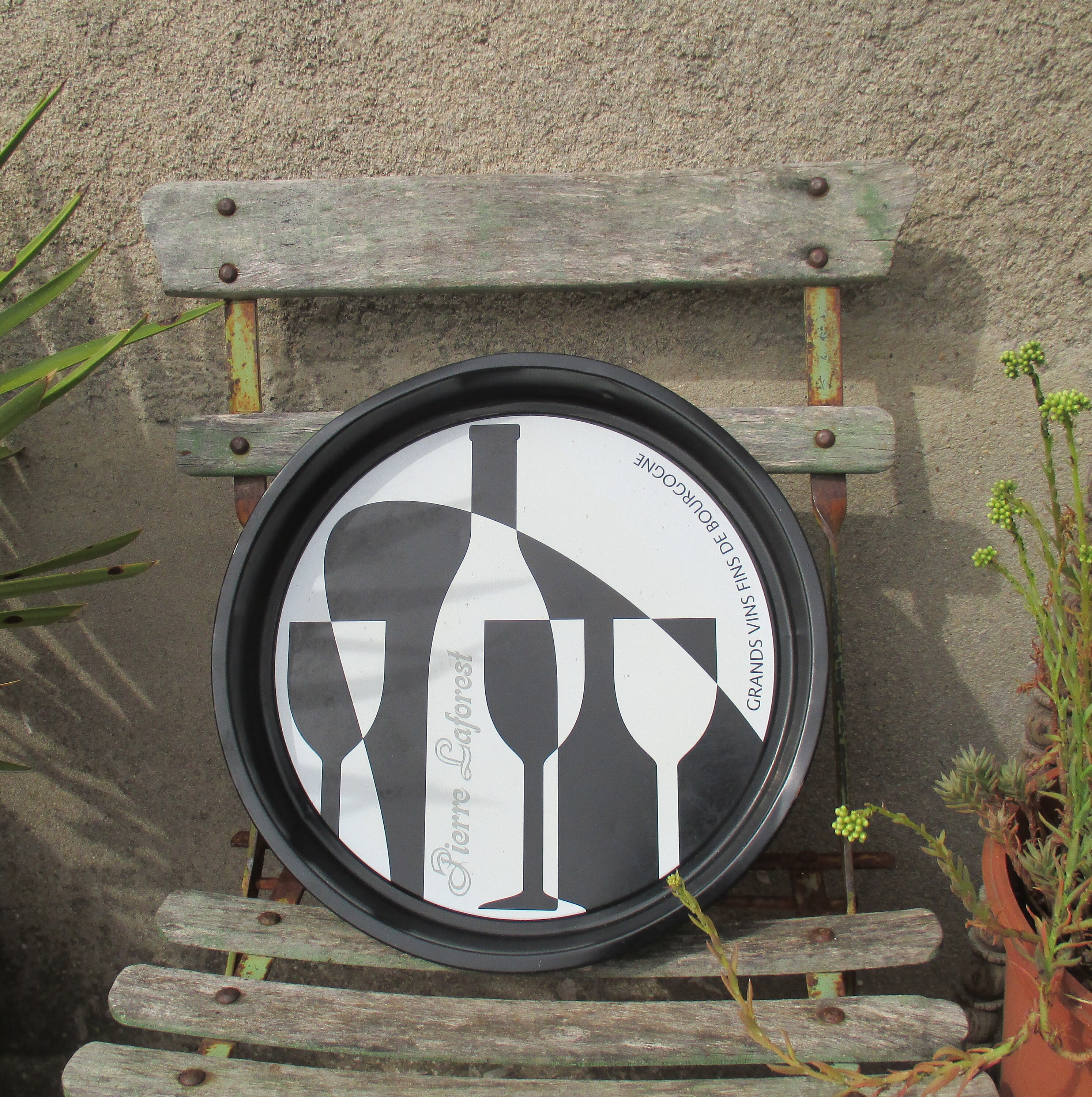 Plateau Moderniste Des Années 70, Art Graphique Moderne Du Milieu Siècle, Accessoire de Bar à Design