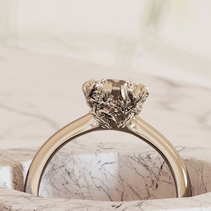 Sculpted Floral Engagement Ring Nature Inspired &#39;Isabelle&#39; Moissanite Unique Vintage Modern Organic OOAK 14k, 18k Gold, Platinum