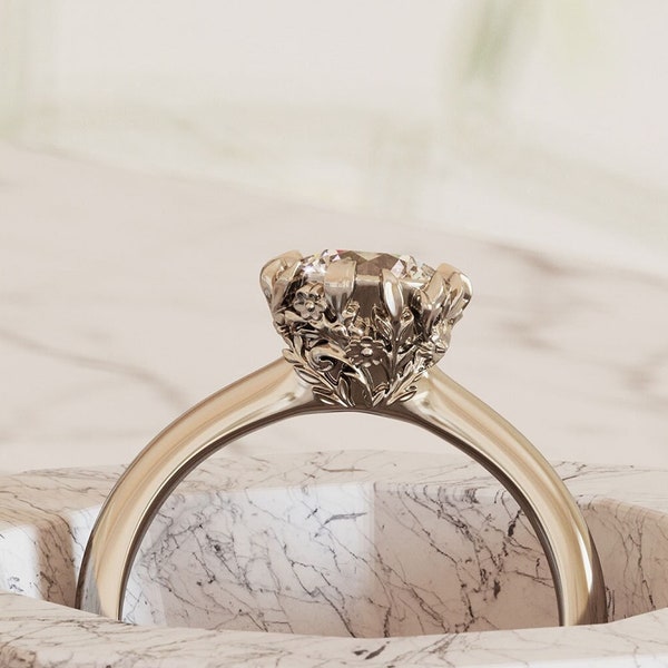Floral Engagement Ring Etsy