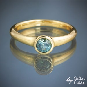 Sapphire Bezel Ring Montana Sapphire Bezel Set Engagement Ring Modern Wedding Anniversary Ring Unique Ethical 14k gold, 18k gold or Platinum