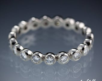 Diamond Wedding Band, Canadian Diamond Eternity Ring Bezel Set Wedding Ring Ethical Minimal Modern in 14k, 18k Gold, Palladium or Platinum