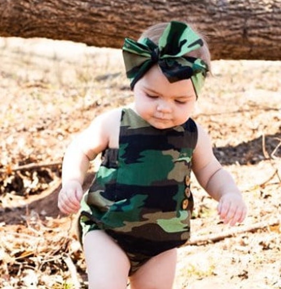 girls camo romper