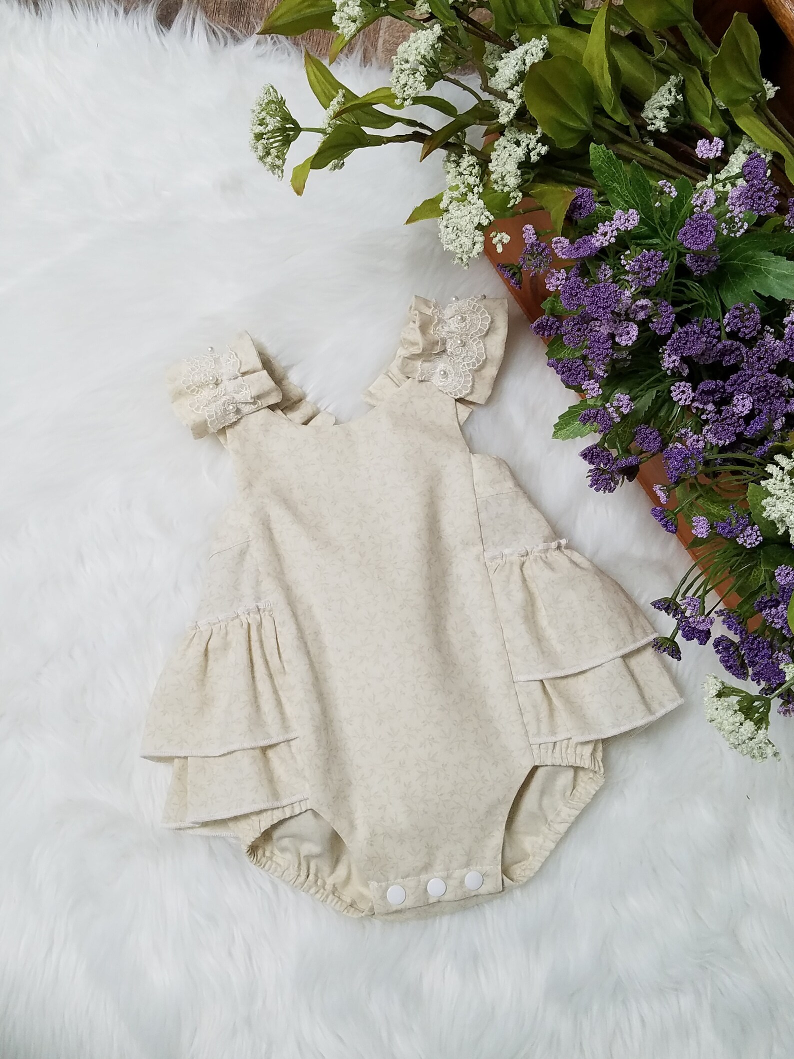 Baby Girl Romper Baby Girls Boho Romper1st Birthday Romper Etsy