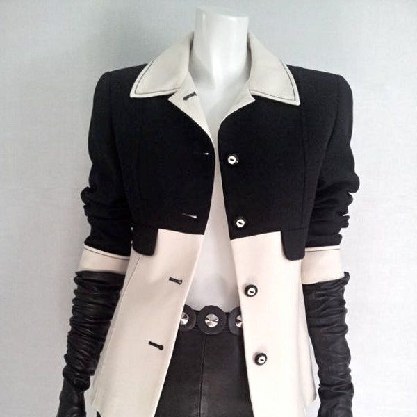 Vintage suit FERO' Couture brand, 90s, pure wool crêpe fabric, size 10, very chic and perfect like new