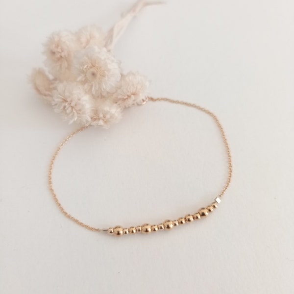 Bracelet fin, délicat et intemporel | Minimaliste | En plaqué or 3 microns et gold filled 14K | Bracelets perles | Cadeau pour femme, Noël