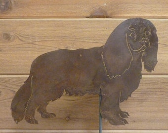 Cavalier King Charles Spaniel tuinpaal - Lasergesneden ontwerp, natuurlijke roestafwerking