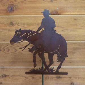 Spinning Man Reiner Garden Stake - Laser-Cut Design, Natural Rust Finish