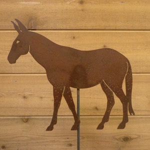 Mule Garden Stake - Laser-Cut Design, Natural Rust Finish