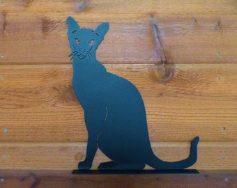 Siamese Cat Fence Sitter - Laser-Cut Design, Black Powder Coat Finish