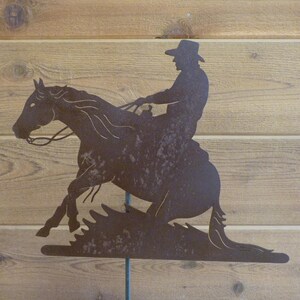 Man Reiner Garden Stake - Laser-Cut Design, Natural Rust Finish