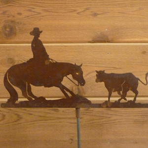 Man Cutter Garden Stake - Laser-Cut Design, Natural Rust Finish