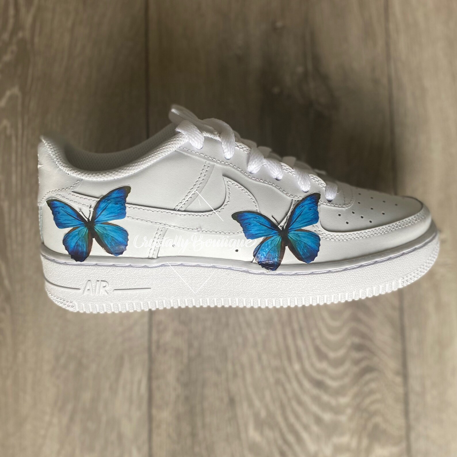 Junior Customised Blue Butterflies Nike Air Force Ones White | Etsy