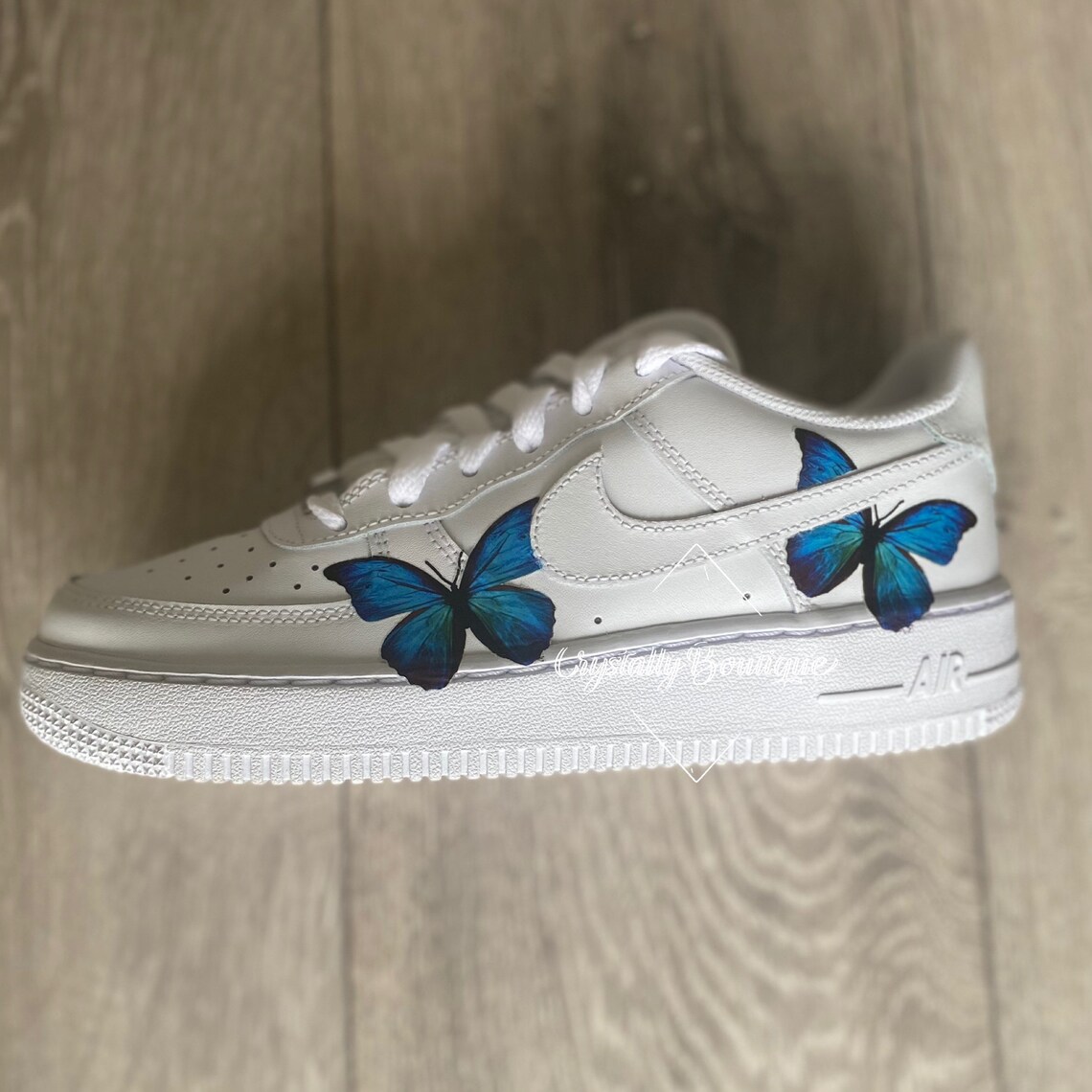 Junior Customised Blue Butterflies Nike Air Force Ones White | Etsy