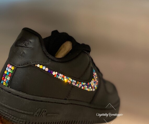 Nike air force 1 black tick junior cheap