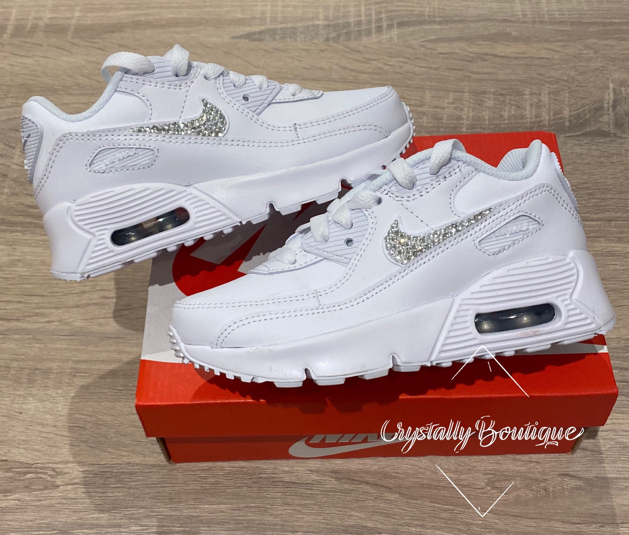 Swarovski Women's Nike Air Max 90 Red White & Blue 