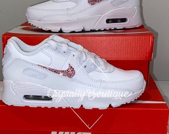 Custom Pink Crystal Nike Air Max 90 Junior Sneakers (Sizes 3-5.5 UK)