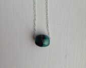 Green glass bead and sterling silver pendant necklace, bead necklace, Christmas gift, stocking filler, gift for her