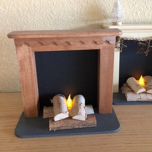 Handmade wood fireplace for 10-12” dolls or elves action figures dollhouses dioramas or room decorating