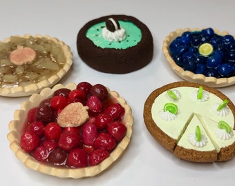 1:6 miniature fruit & summer pies made for 8-12” fashion dolls, action figures, or dollhouse food miniature dioramas