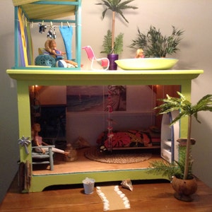 DIY dollhouse makeover for 12&quot; dolls 1:6 scale complete instructions for a beach house look