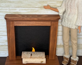 DAHI Mini Camino In Legno Per Casa Delle Bambole - Accessorio Natale In Miniatura Per Widget E Presepe