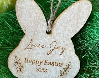 Personalised Easter gift tag|Wooden engraved personalised bunny gift tags| Easter bunny label| present tags|| reusable tags| name places