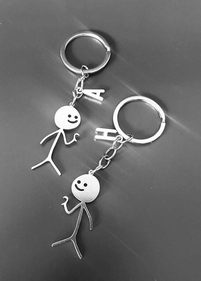 Personalised Matching Keyring Set – Custom Initial Couple Keychains ...