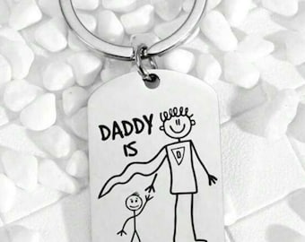 Dad gift |Father’s Day stainless steel keyring|Daddy is my hero keychain |gifts for Dad| daddy gifts| superhero keychain for daddy