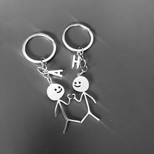 Personalised Matching Keyring Set – Custom Initial Couple Keychains ...