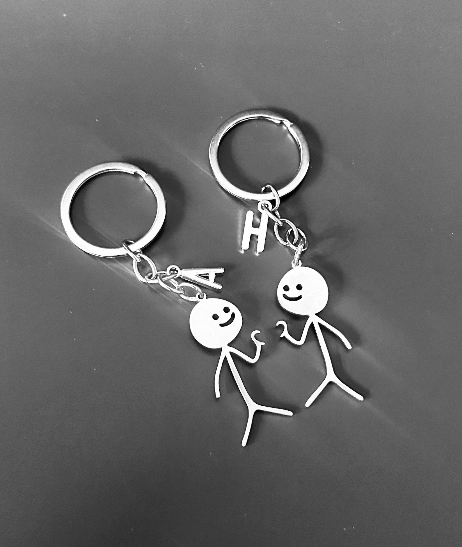 Personalised Matching Keyring Set – Custom Initial Couple Keychains ...