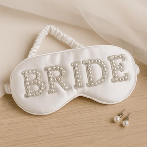 Pearl Embellished Bride Silk Eye Mask | Bridal Shower Gift
