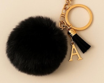 Personalisierte Pom-Pom Kunstpelz Schlüsselanhänger | Taschenanhänger | flauschig weicher Schlüsselanhänger | Geschenke für sie | Laptop Anhänger | Strumpf Füller Zubehör