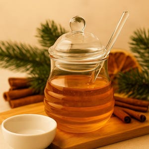 Personalised honey pot|acrylic honey pot with lid and dipper| personalised honey jar|honey gifts| honey dipper Honey Jar