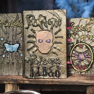 Witchy Handmade Halloween Spooky Potions Hexes Grimoire Spellbook Prop Decor
