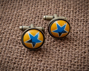 Newcastle Star Beer Bottle Cap Cufflinks - Unique Gift for Groomsman Father Birthday Anniversary Holiday Boyfriend Wedding Cuff Links