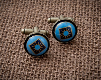 Blue Moon Beer Bottle Cap Cufflinks - Unique Gift for Groomsman Father Birthday Anniversary Boyfriend Wedding Christmas Holiday Cuff Links