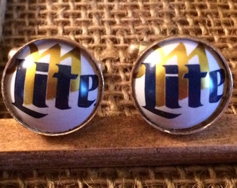 Miller Lite Retro/Throwback design - 15MM cufflink - Perfect for Groomsmen, Birthday, Anniversary, Father's Day, Custom Orders Welcomed