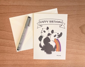Funny Birthday Card - Panda Party
