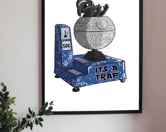Impresión de la Estrella de la Muerte de Little Vader, papel de archivo A4