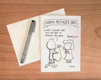 Funny Mother's Day card - bringing home washing