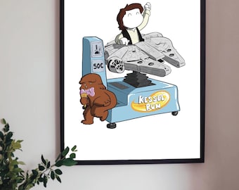 Impresión de arte de Han y Chewie 'Kessel Run': Coin-Op Falcon (A4)