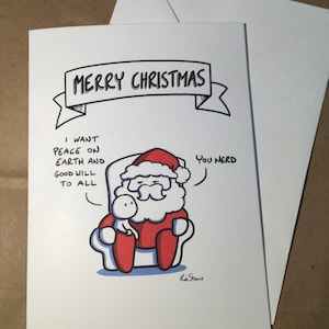 Divertente cartolina di Natale - Pace sulla terra