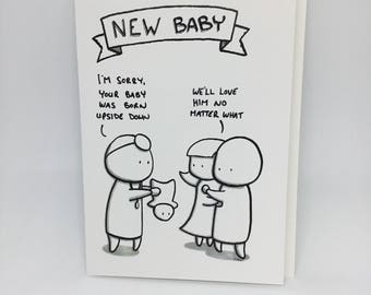 New Baby Card - Upside Down Baby