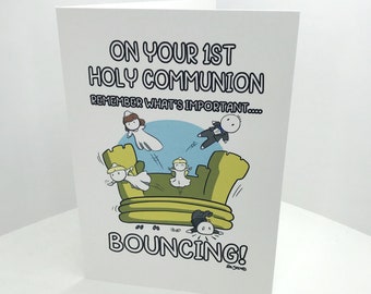 First Communion bouncy castle card