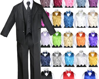 Size Small to 14 Boys Baptism Recital Tuxedo White Suit Set Ring Bearer