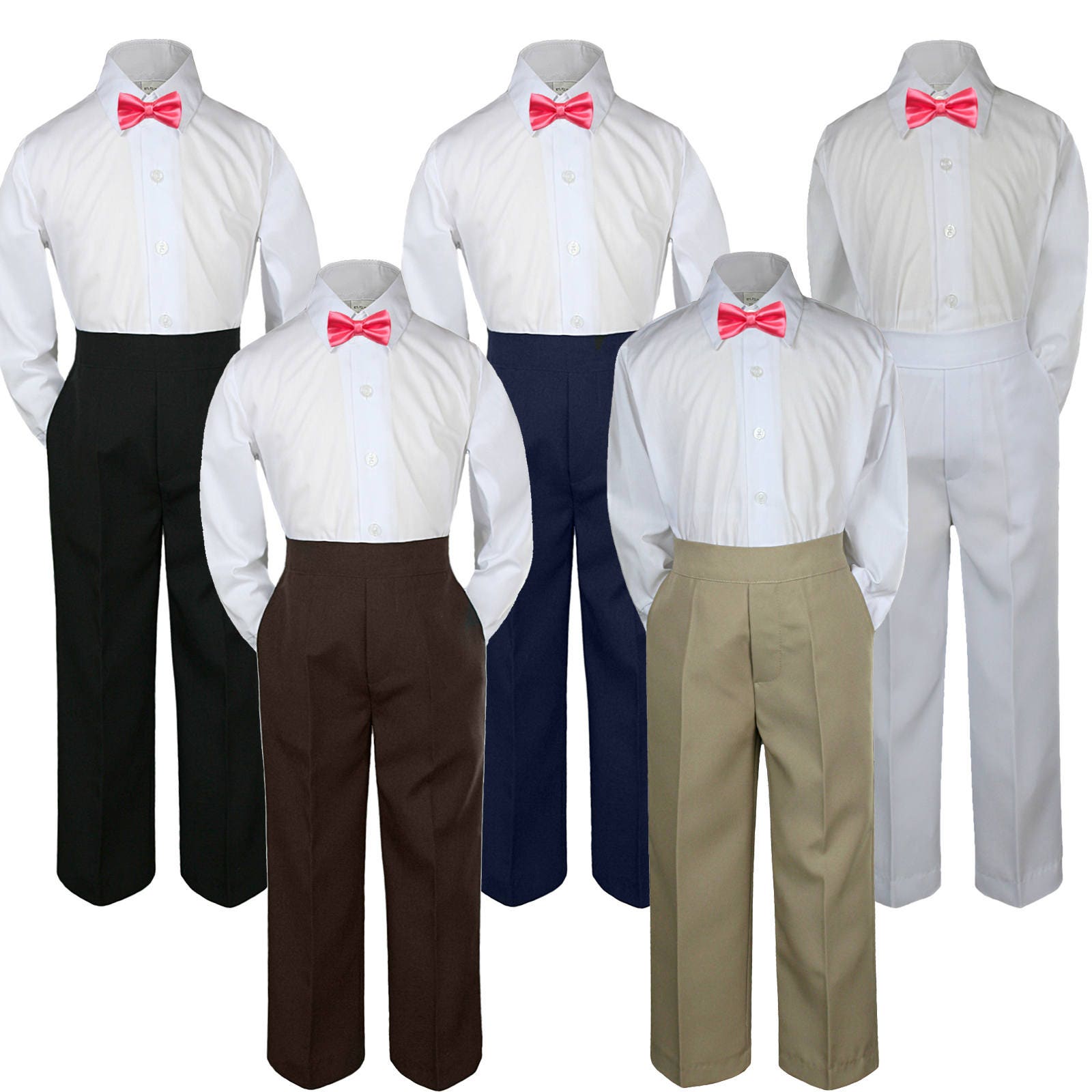 3pcs CORAL Bow Tie Boy Baby Toddler 