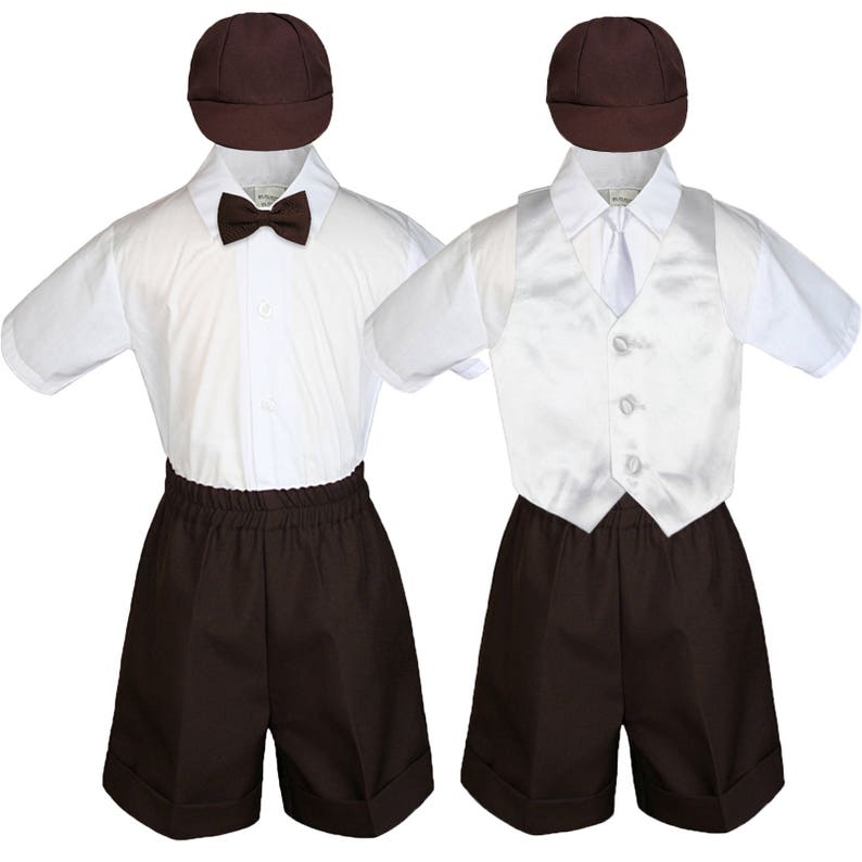 6pc Boy Baby Toddler Ring Bearer Wedding Formal Brown Shorts - Etsy