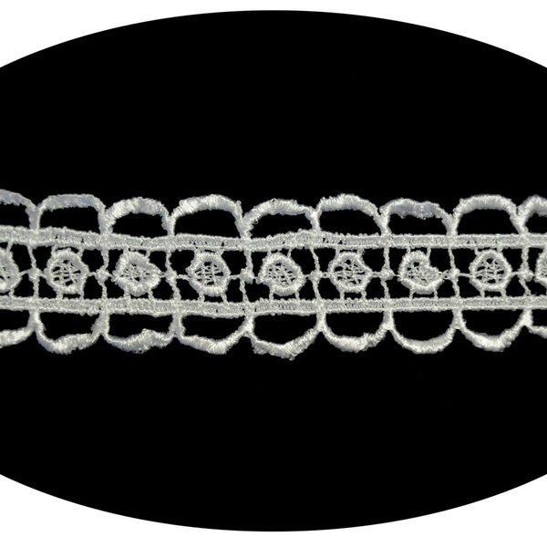 1 Inch Wide -- White Venice Lace Trim Double Scalloped Guipure Trimming DIY Piping Sewing Notions Crafts Supplies UB1673